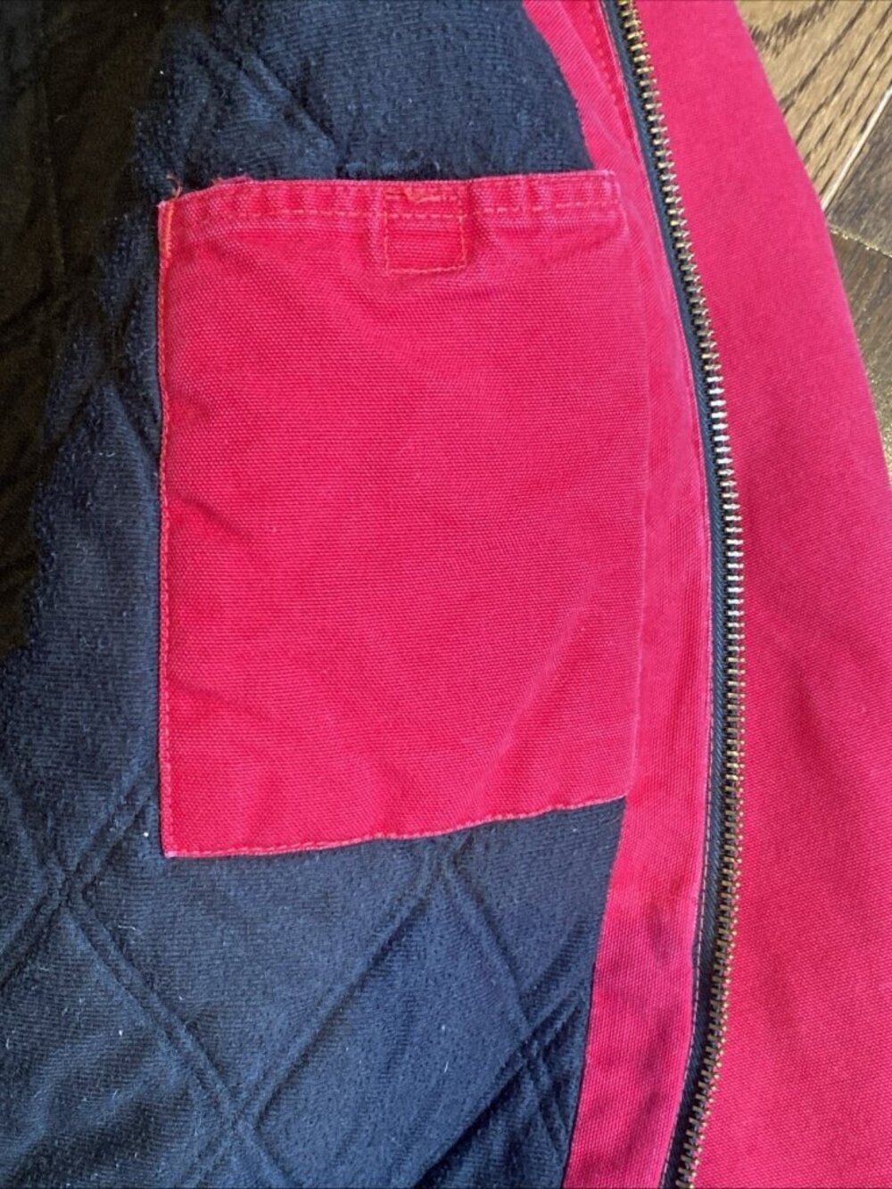 VTG Carhartt Y2K Unisex Red Hooded Zip-Up Work Farm Jacket Large USA Made - Picture 15 of 16